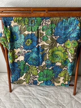 vintage Mid-Century Modern Folding Magazine Rack Floral Boho Chic